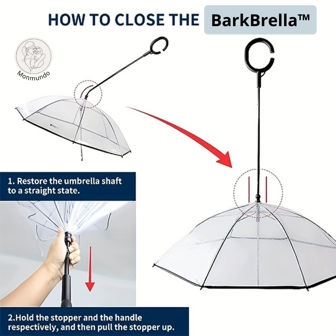 BarkBrella Umbrella - Transparante Huisdierparaplu met Veiligheidsketting