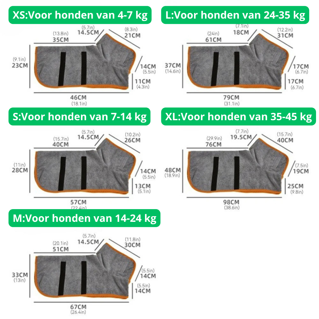 Drycoat Honden Badjas - Je hond snel droog & schoon, zonder natte-hond-geur