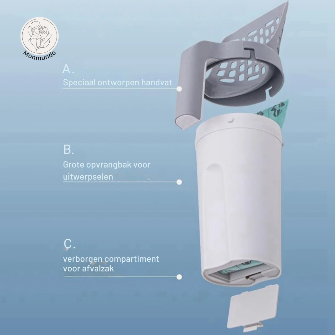 LitterBuddy de 2-in-1 Kattenbakschep met opvangcontainer